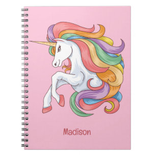 Custom Name Colourful Unicorn Notebook