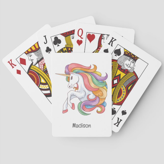 Custom Name Colourful Unicorn Playing Cards (Back)