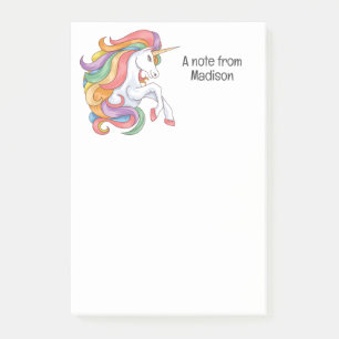 Custom Name Colourful Unicorn Post-it Notes