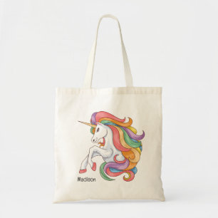 Custom Name Colourful Unicorn Tote Bag