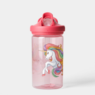 Custom Name Colourful Unicorn Water Bottle