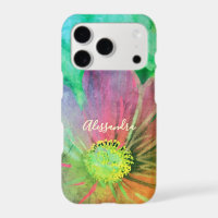 Custom Name Colourful Watercolor Flower Botanical