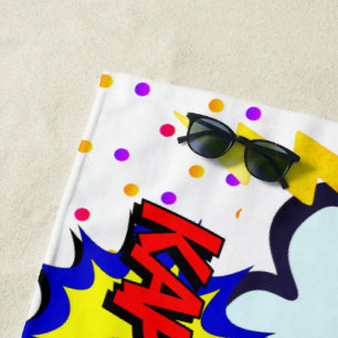 Custom Name Comic Speech Bubbles Personalised Beach Towel