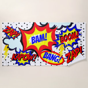 Custom Name Comic Speech Bubbles Personalized Beach Towel