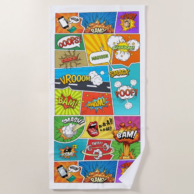 Custom Name Comics Beach Towel (Front)
