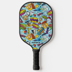 Custom Name Comics Pattern Pickleball Paddle