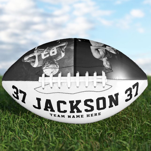Custom Name Cool 2 Black White Photo Team Number American Football (Creator Uploaded)