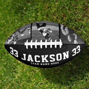 Custom Name Cool Black and White 3 Photo Team American Football