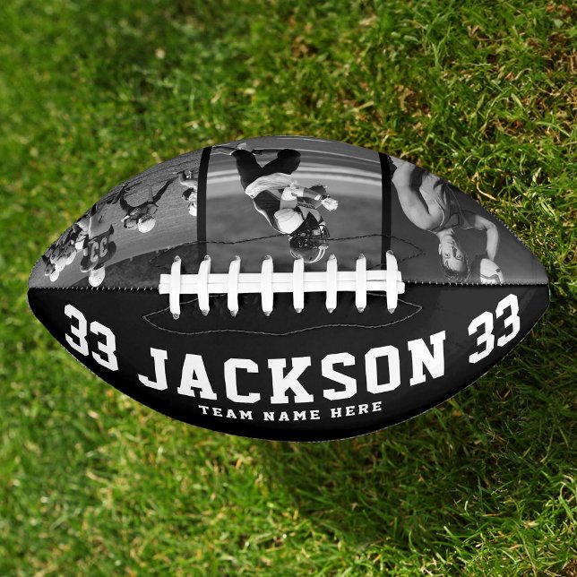 Custom Name Cool Black and White 3 Photo Team American Football (Creator Uploaded)