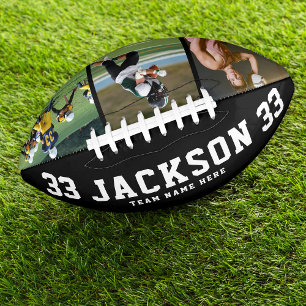 Custom Name Cool Black and White 3 Photo Team Foot American Football