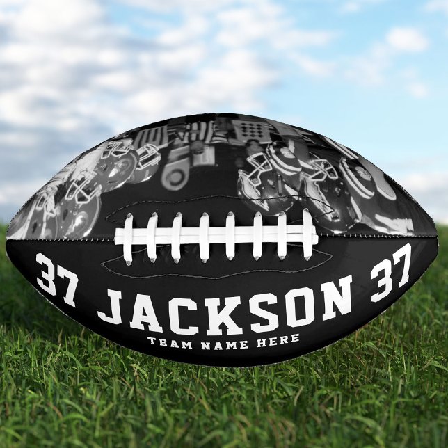 Custom Name Cool Black and White Photo Team Number American Football (Creator Uploaded)