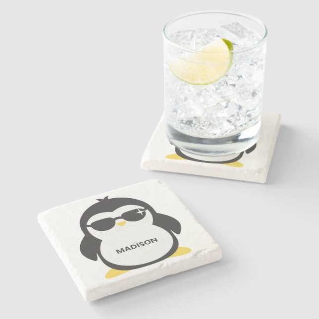 Custom name cool penguin coaster (Side)