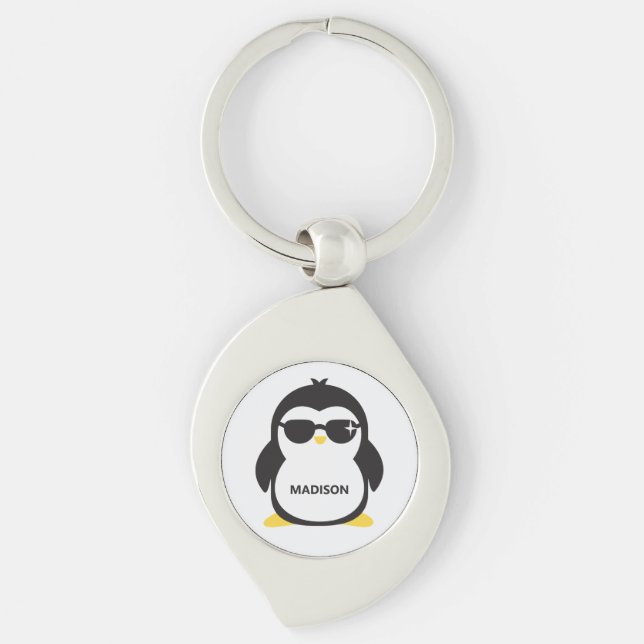 Custom name cool penguin key ring (Front)