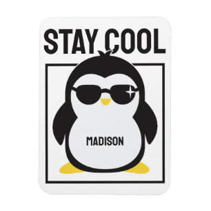 Custom name cool penguin magnet