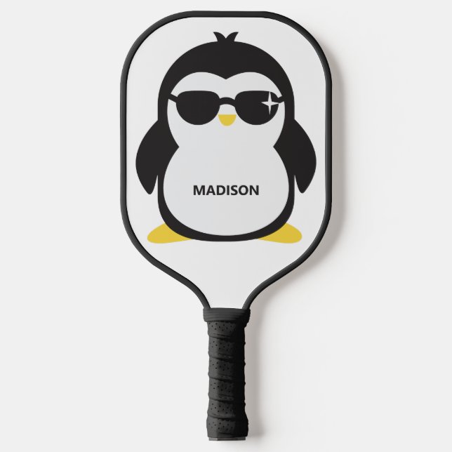 Custom name cool penguin pickleball paddle (Front)