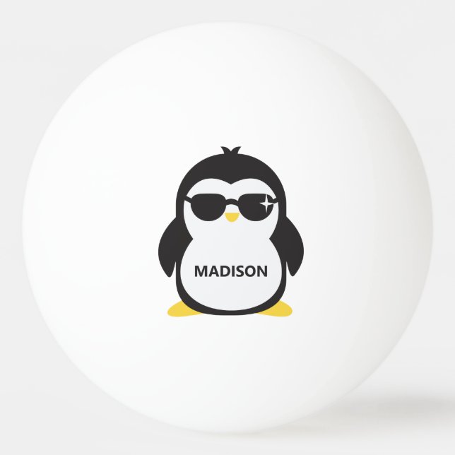 Custom name cool penguin ping pong ball (Front)