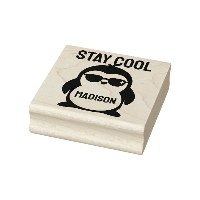 Custom name cool penguin rubber stamp (Stamp)