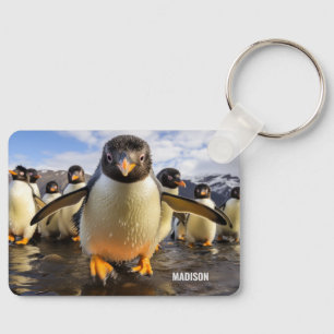 Custom Name Cool Penguins Key Ring
