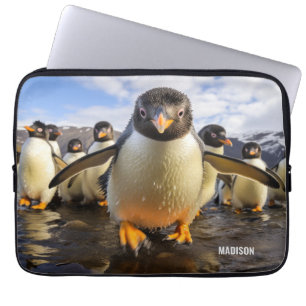 Custom Name Cool Penguins Laptop Sleeve