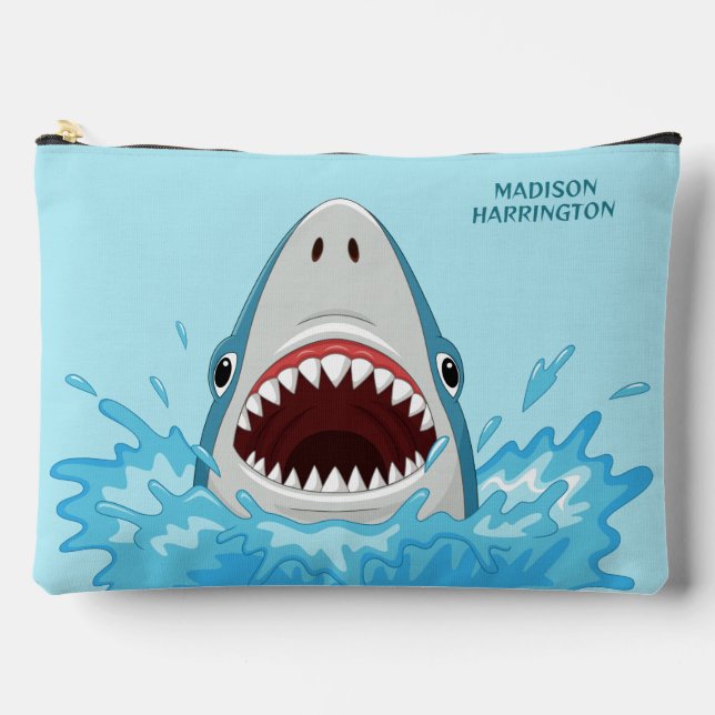 Custom Name Cool Shark Accessory Pouch (Front)