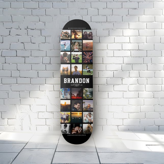Custom Name Cool Trendy Instagram Photo Collage Skateboard (Creator Uploaded)