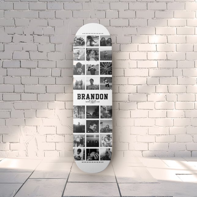 Custom Name Cool Trendy Instagram Photo Collage Skateboard (Creator Uploaded)