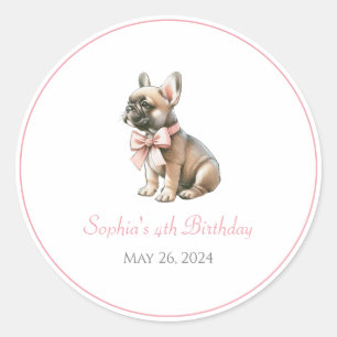 Custom Name Coquette Frenchie Birthday Sticker