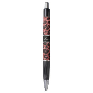 Custom name coral pink glitter leopard print