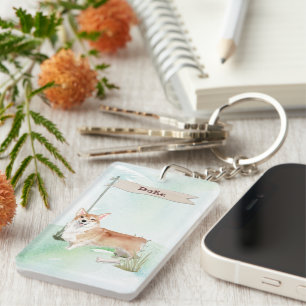 Custom Name Corgi Pet Dog Key Ring