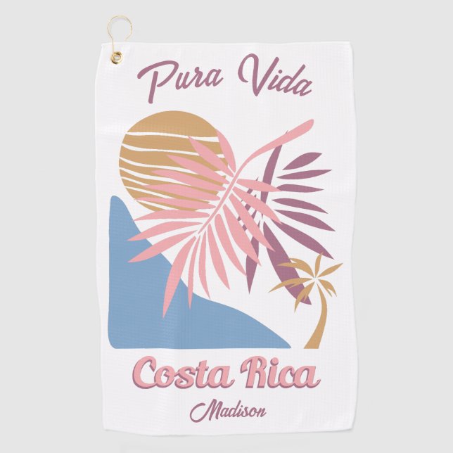 Custom Name Costa Rica Motto Pura Vida Golf Towel (Front)