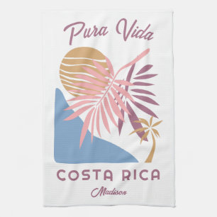 Custom Name Costa Rica Motto Pura Vida Tea Towel