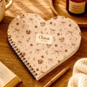 Custom Name Cosy Cocoa Hot Chocolate Heart Gift Notebook