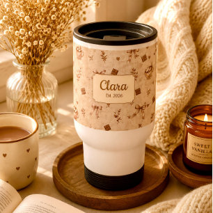 Custom Name Cosy Cocoa Hot Chocolate Pattern Gift Travel Mug