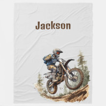 Custom Name Cosy Dirtbike Blanket Gift Boy Family