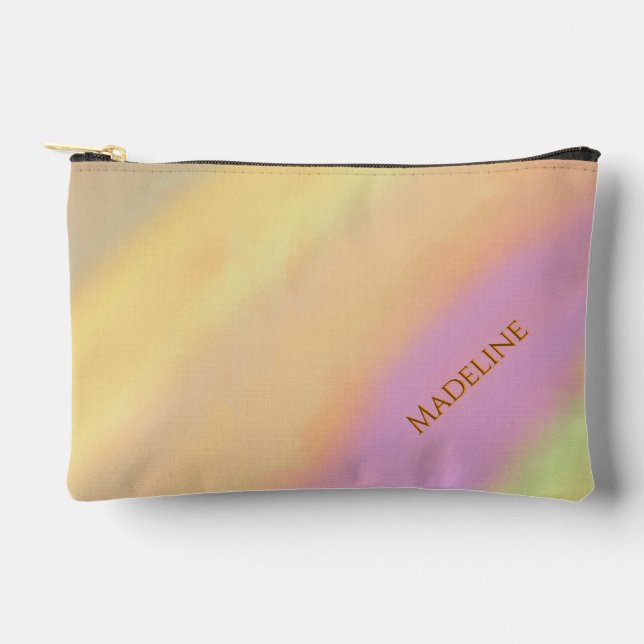 Custom Name Cotton Candy Watercolor Pattern Accessory Pouch (Front)