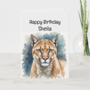 Custom Name Cougar Birthday Funny Card