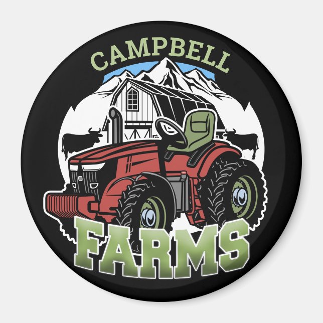 Custom NAME Country Farms Barn Tractor Farmer Magnet (Front)
