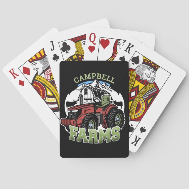 Custom NAME Country Farms Barn Tractor Farmer Playing Cards (Back)