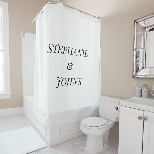 Custom Name Couples Monograms Black White Cool Shower Curtain (In Situ)