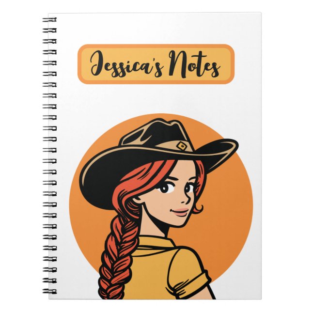 Custom Name Cowgirl Personalised Notebook  (Front)