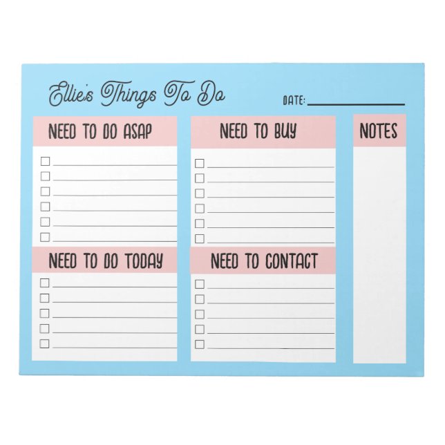 Custom Name Coworker Gift Check List Notepad (Front)