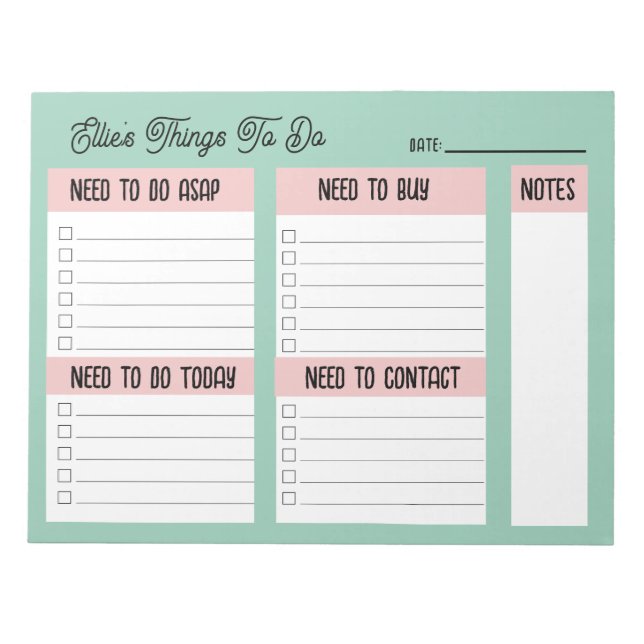 Custom Name Coworker Gift Check List Notepad (Front)