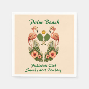 Custom Name Cream Palm Beach Pickleball Club Paper Napkin