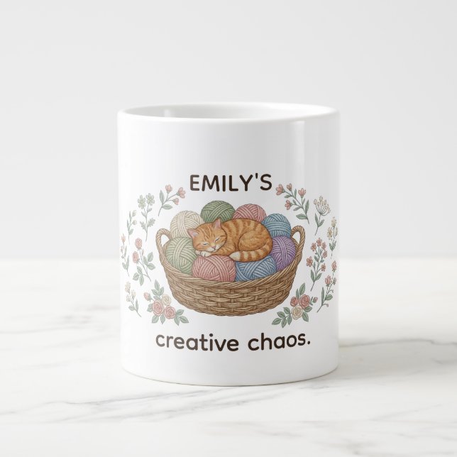 Custom Name Creative Chaos Cat Speciality Mug (Front)