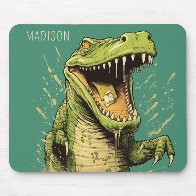 Custom Name Crocodile Mouse Mat (Front)