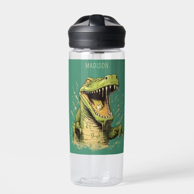 Custom Name Crocodile Water Bottle (Front)