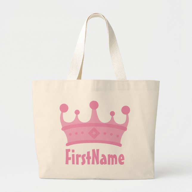 Custom Name Crown Large Tote Bag (Front)