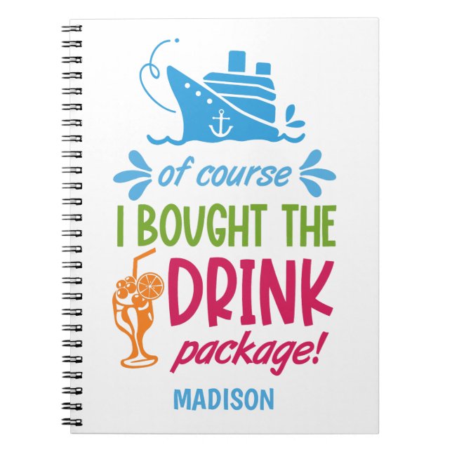 Custom Name Cruise Drinks Notebook (Front)