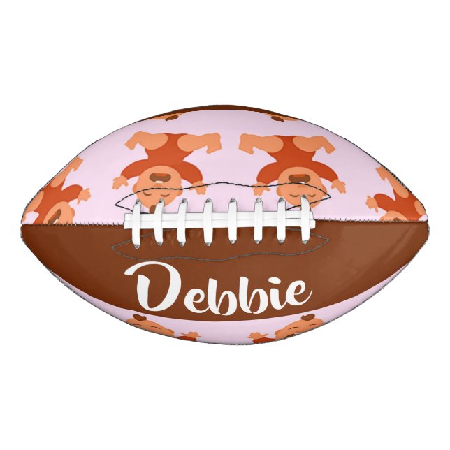 Custom name crying babies on pink american football (Front)