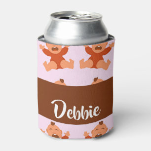Custom name crying babies on pink can cooler